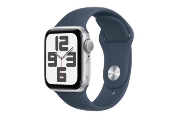 Apple Watch SE 2 2024 GPS 40mm Silver Aluminum Case with Denim Sport Band - M/L (MXED3)