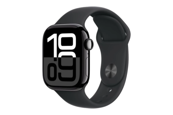 Apple Watch Series 10 GPS 42mm Jet Black Aluminium Case with Black Sport Band - S/M (MWWE3)