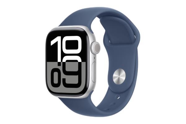 Apple Watch Series 10 GPS 42mm Silver Aluminium Case with Denim Sport Band - S/M (MWWA3)