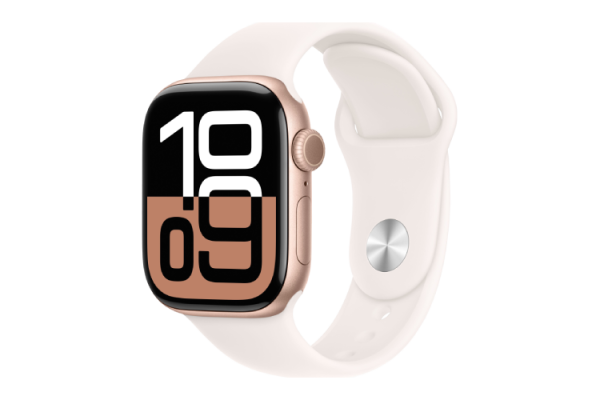 Apple Watch Series 10 GPS 42mm Rose Gold Aluminium Case with Light Blush Sport Band - S/M (MWWH3)