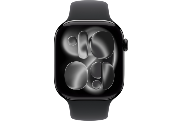 Apple Watch Series 11 GPS 42mm Jet Black Aluminium Case with Black Sport Band - S/M (MEQT4)