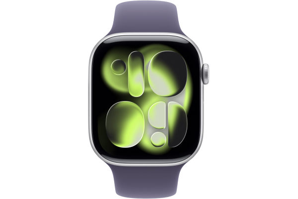 Apple Watch Series 11 GPS 42mm Silver Aluminium Case with Purple Fog Sport Band - S/M (MEU64)