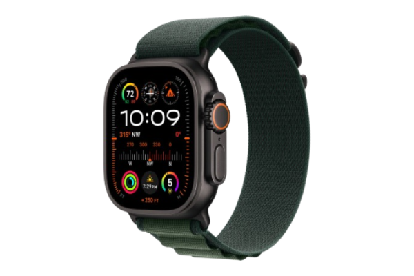 Apple Watch Ultra 2 2024 49mm Black Titanium Case with Dark Green Alpine Loop - Large (MX4T3)