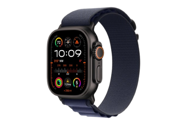 Apple Watch Ultra 2 2024 49mm Black Titanium Case with Navy Alpine Loop - Large (MYPY3)
