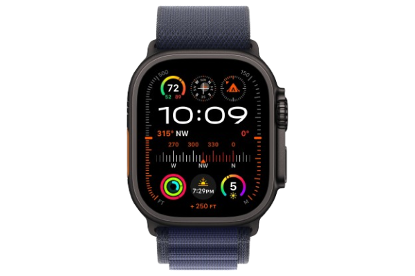 Apple Watch Ultra 2 2024 49mm Black Titanium Case with Navy Alpine Loop - Large (MYPY3)