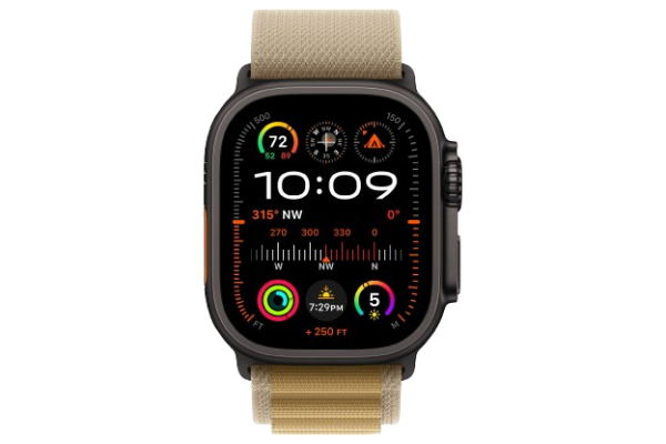 Apple Watch Ultra 2 2024 49mm Black Titanium Case with Tan Alpine Loop - Large (MX4T3)