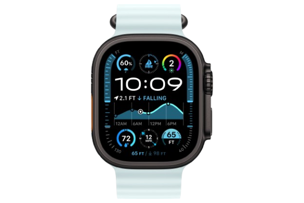 Apple Watch Ultra 2 2024 49mm Black Titanium Case with Ice Blue Ocean Band (MYP83)