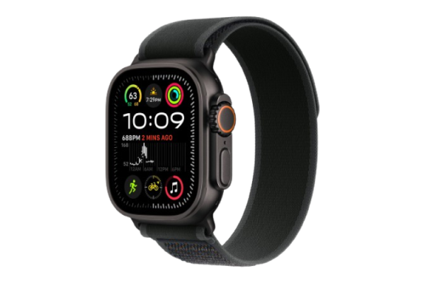 Apple Watch Ultra 2 2024 49mm Black Titanium Case with Black Trail Loop - M/L (MX4V3)
