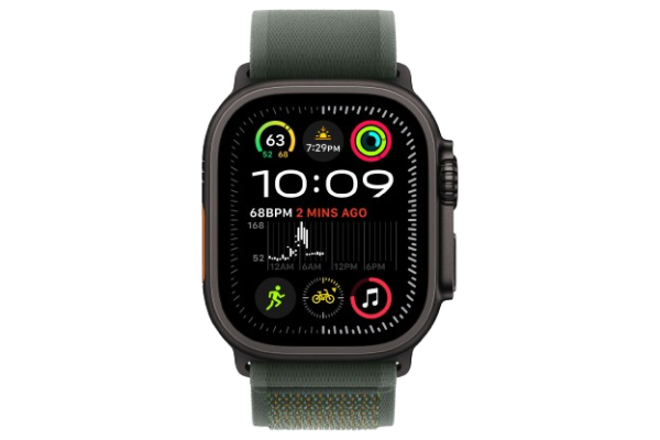 Apple Watch Ultra 2 2024 49mm Black Titanium Case with Green Trail Loop - M/L (MYQ43)