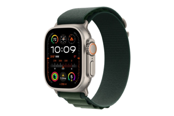 Apple Watch Ultra 2 2024 49mm Natural Titanium Case with Dark Green Alpine Loop - Large (MX4H3)