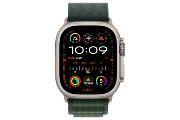 Apple Watch Ultra 2 2024 49mm Natural Titanium Case with Dark Green Alpine Loop - Large (MX4H3)