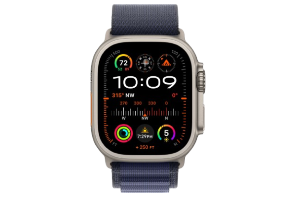 Apple Watch Ultra 2 2024 49mm Natural Titanium Case with Navy Alpine Loop - Large (MX4H3)