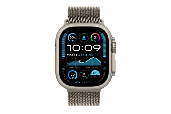Apple Watch Ultra 2 2024 49mm Natural Titanium Case with Natural Titanium Milanese Loop - Large (MX5T3)