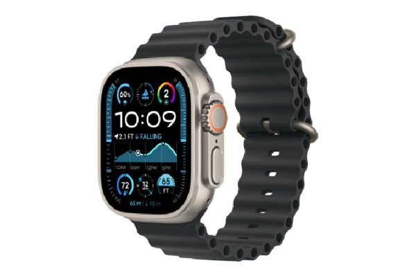 Apple Watch Ultra 2 2024 49mm Natural Titanium Case with Black Ocean Band (MXTL3)