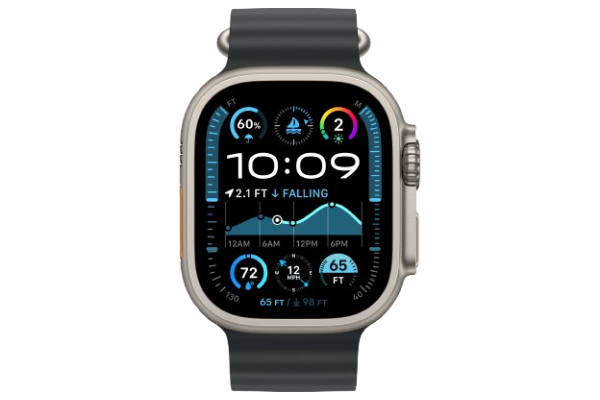 Apple Watch Ultra 2 2024 49mm Natural Titanium Case with Black Ocean Band (MXTL3)