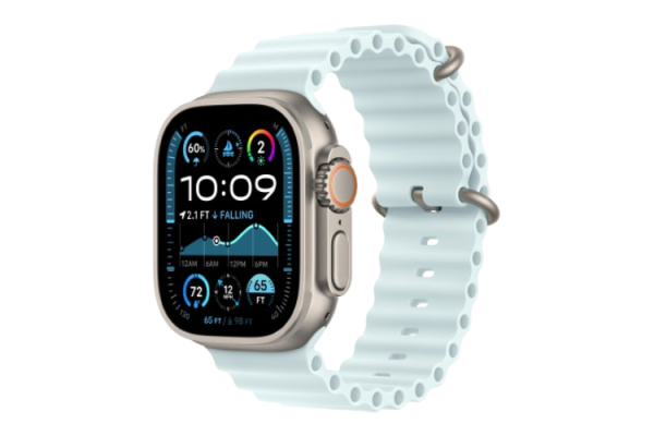 Apple Watch Ultra 2 2024 49mm Natural Titanium Case with Ice Blue Ocean Band (MXTF3)