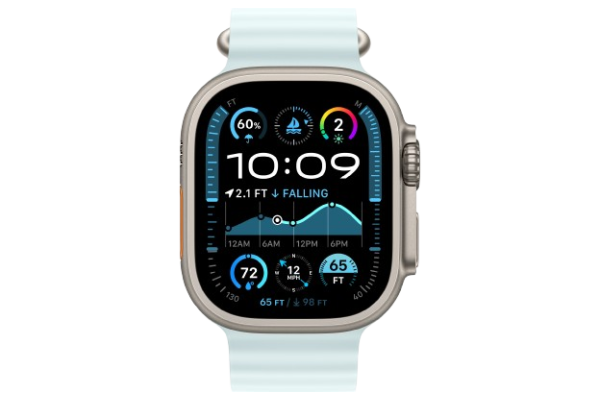 Apple Watch Ultra 2 2024 49mm Natural Titanium Case with Ice Blue Ocean Band (MXTF3)