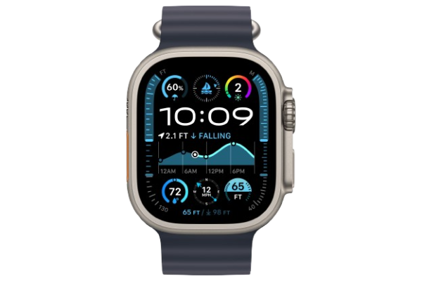 Apple Watch Ultra 2 2024 49mm Natural Titanium Case with Navy Ocean Band (MX4D3)