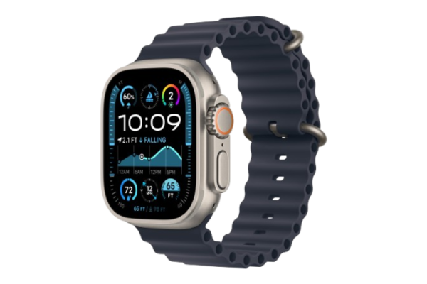 Apple Watch Ultra 2 2024 49mm Natural Titanium Case with Navy Ocean Band (MX4D3)