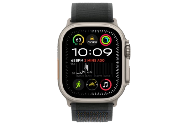 Apple Watch Ultra 2 2024 49mm Natural Titanium Case with Black Trail Loop - M/L (MXTR3)