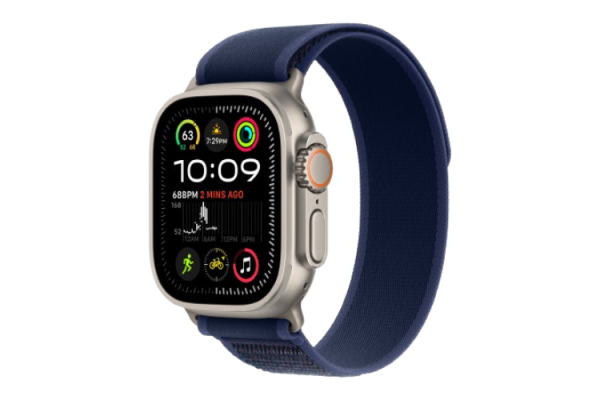 Apple Watch Ultra 2 2024 49mm Natural Titanium Case with Blue Trail Loop - M/L (MX4L3)