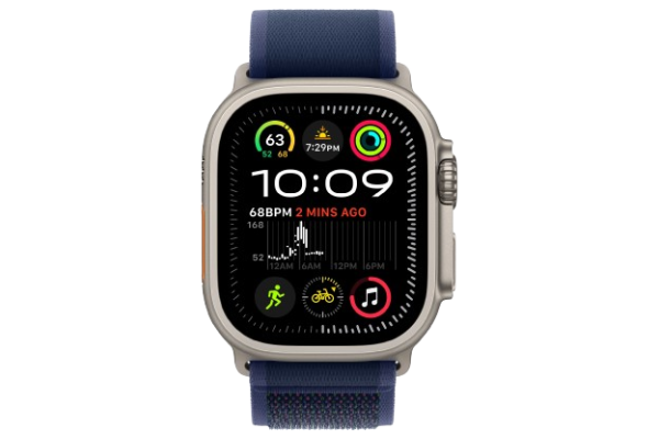 Apple Watch Ultra 2 2024 49mm Natural Titanium Case with Blue Trail Loop - M/L (MX4L3)