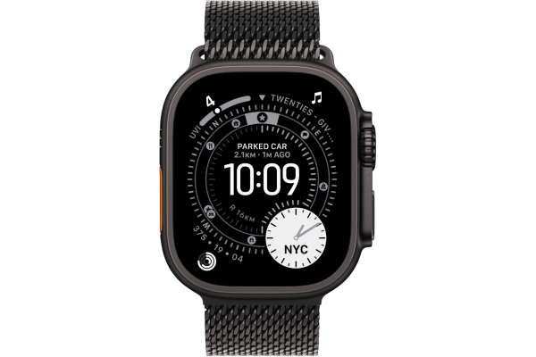 Apple Watch Ultra 3 GPS + Cellular 49mm Black Titanium Case with Black Titanium Milanese Loop - Large (MF1T4)