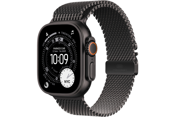 Apple Watch Ultra 3 GPS + Cellular 49mm Black Titanium Case with Black Titanium Milanese Loop - Large (MF1T4)