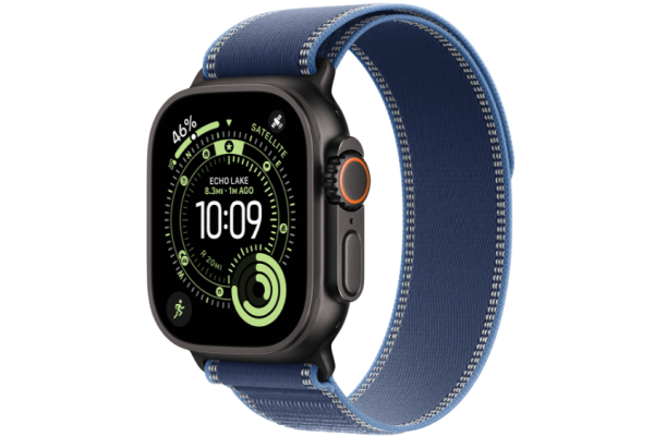 Apple Watch Ultra 3 GPS + Cellular 49mm Black Titanium Case with Blue/Bright Blue Trail Loop - M/L (MG9R4)