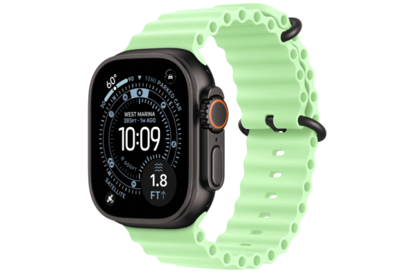 Apple Watch Ultra 3 GPS + Cellular 49mm Black Titanium Case with Neon Green Ocean Band (MGCL4)