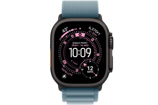 Apple Watch Ultra 3 GPS + Cellular 49mm Black Titanium Case with Light Blue Alpine Loop - Large (MG9M4)