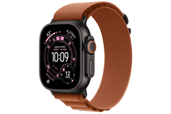 Apple Watch Ultra 3 GPS + Cellular 49mm Black Titanium Case with Terra Cotta Alpine Loop - Large (MG9F4)