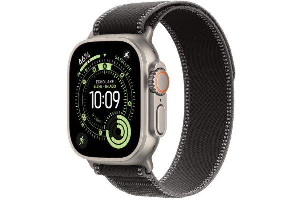 Apple Watch Ultra 3 GPS + Cellular 49mm Natural Titanium Case with Black/Charcoal Trail Loop - M/L (MFT94)
