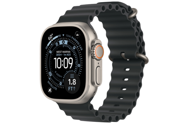 Apple Watch Ultra 3 GPS + Cellular 49mm Natural Titanium Case with Black Ocean Band (MXTL3)