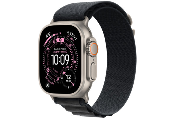 Apple Watch Ultra 3 GPS + Cellular 49mm Natural Titanium Case with Black Alpine Loop - Large (MFTG4)