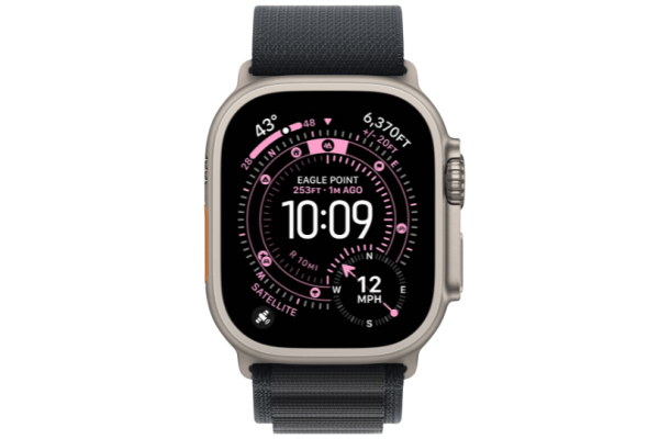 Apple Watch Ultra 3 GPS + Cellular 49mm Natural Titanium Case with Black Alpine Loop - Large (MFTG4)