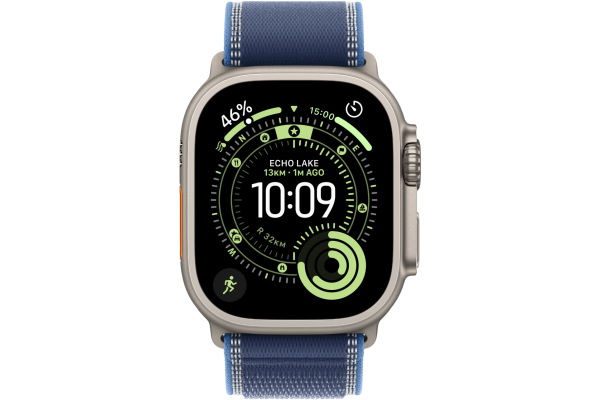 Apple Watch Ultra 3 GPS + Cellular 49mm Natural Titanium Case with Blue/Bright Blue Trail Loop - M/L (MEWU4)