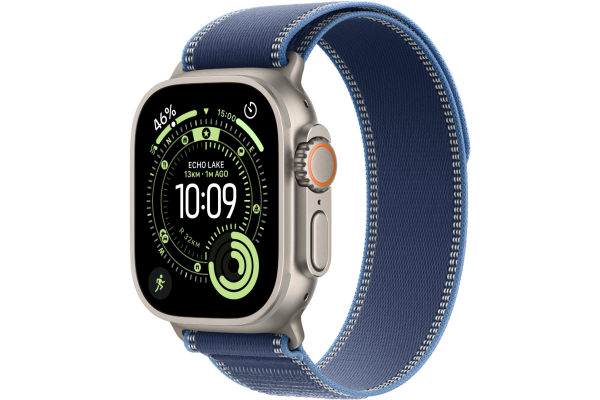 Apple Watch Ultra 3 GPS + Cellular 49mm Natural Titanium Case with Blue/Bright Blue Trail Loop - M/L (MEWU4)