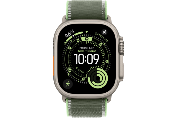 Apple Watch Ultra 3 GPS + Cellular 49mm Natural Titanium Case with Green/Neon Trail Loop - M/L (MFT54)