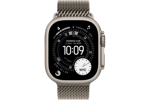 Apple Watch Ultra 3 GPS + Cellular 49mm Natural Titanium Case with Natural Titanium Milanese Loop - Large (MF0E4)