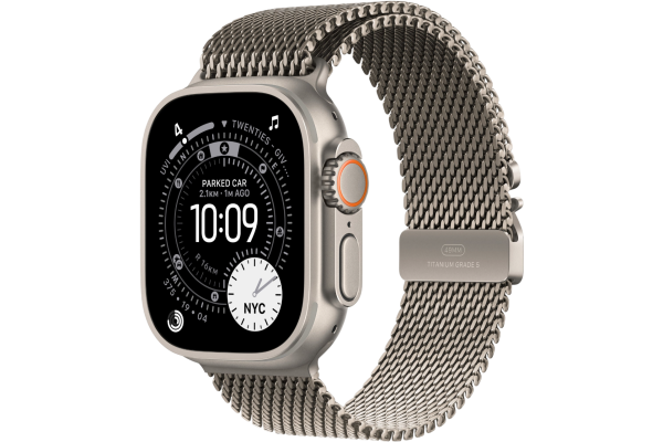 Apple Watch Ultra 3 GPS + Cellular 49mm Natural Titanium Case with Natural Titanium Milanese Loop - Large (MF0E4)